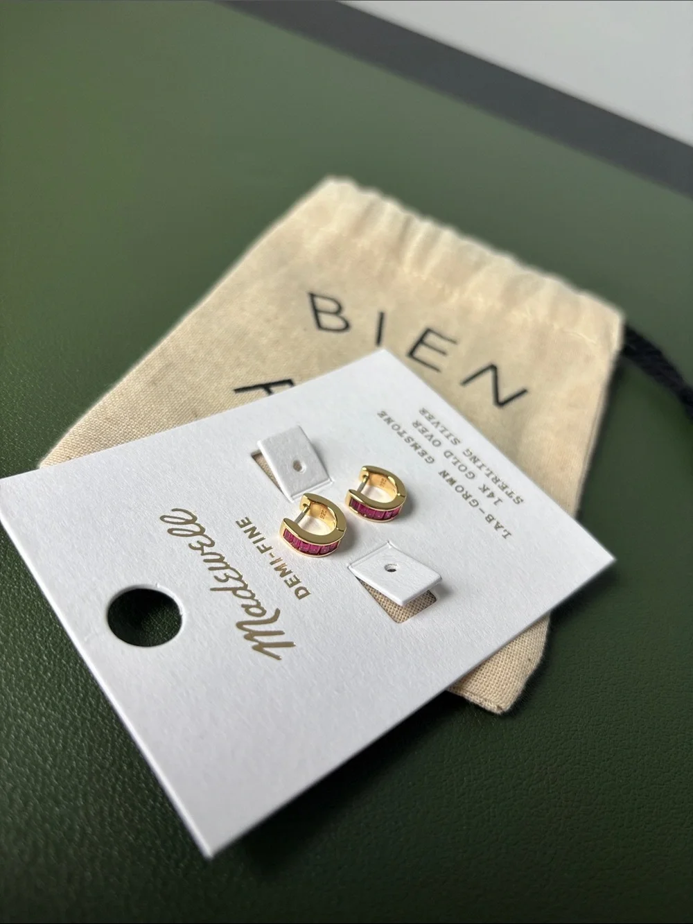 Madewell Demi-Fine Baguette Crystal Huggie Hoop Earrings